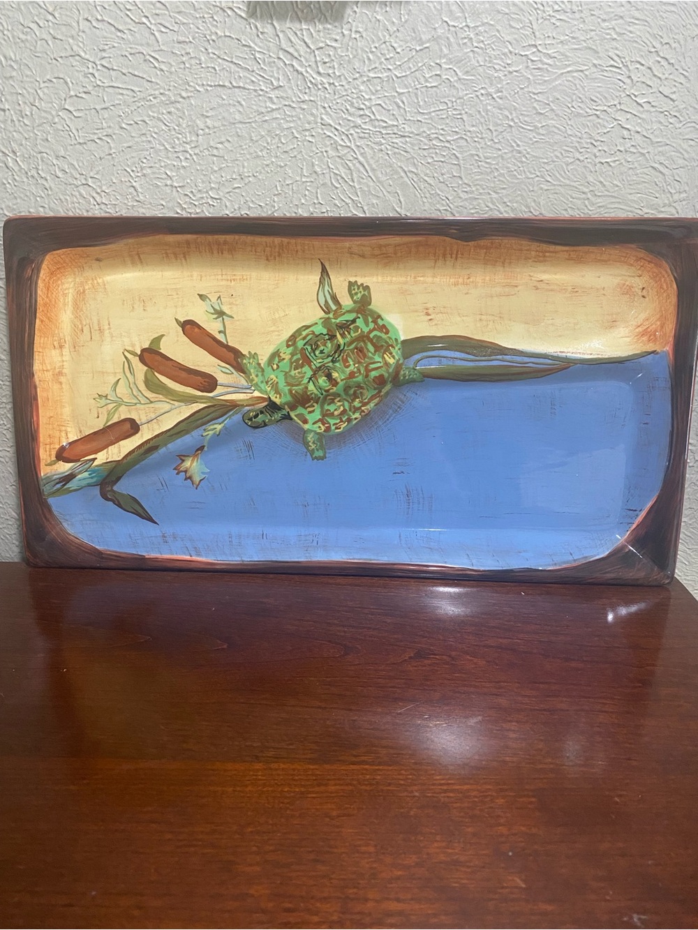 Vintage,Tracy Porter Rectangular,  Hand painted Turtle Platter, Marsh Collection